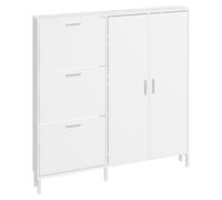 SoBuy Armario de Zapatos Blanco con 3 Cajones y 2 Puertas Mueble de Entrada Mueble de zapatos con tres cajones en FSR231-W