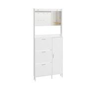 SoBuy FSR233-W Armario para Zapatos Blanco con Espejo y 3 Bandejas Extraíbles, Mueble de Entrada Organizador Estante FSR233-W