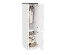 SoBuy Armario Estrecho 45cm de Ancho con Barra y estantes 45x55x187cm | Armario Ropero con 2 puertas y balda interior regulable, armario dormitorio compacto para dormitorio y salón, blanco KSB03-W