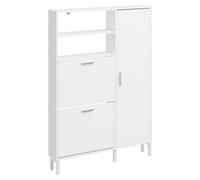 SoBuy Armario para Zapatos Blanco Estrecho con Compartimentos Abatibles y Armario, Mueble de Entrada Unidad alta FSR230-W