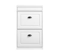 SoBuy Armario Zapatero Estrecho 2 Puertas Plegables Blanco Efecto Madera MDF 85x54.5x10.8cm White