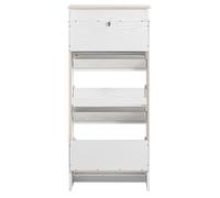 SoBuy Armario Zapatero Estrecho 3 Puertas Plegables, Blanco Efecto Madera, MDF, 119.6x40.5x14cm White