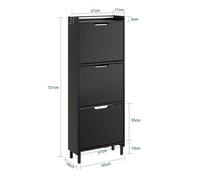 Sobuy | armario zapatero gris oscuro con 3 puertas abatibles | estante para zapatos de mdf y aglomerado | mueble zapatero con ganchos para llaves | 50×19×131 cm | capacidad de carga 25 kg | fsr151-h-e
