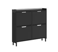 Sobuy armario zapatos plegable 4 puertas fsr100-e-sch | negro | 100x19x93 cm | mdf 100 cm