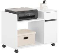 SoBuy ASK02-W: Archivador, carro para archivadores, mesa para impresora, soporte para impresora, archivador móvil, armario de almacenamiento, mueble para oficina, color blanco. Dimensiones aproximadas