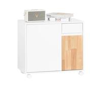 SoBuy ASK04-WN Mueble de Oficina con Ruedas Soporte para Impresora con cajones 65 x 58 x 35 cm BLANCO