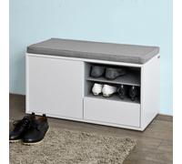 Zapatero con cajones, almacenamiento y banco con cojín, blanco/gris,fsr37-w sobuy 46 cm
