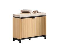 Sobuy banco para zapatos con asiento acolchado almacenamiento plegable 60x24x50cm negro madera claro fsr201-n 60 cm
