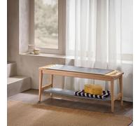 SoBuy, banco para zapatos con asiento, banco de madera, banco para la cama, banco con espacio para zapatos, estantería para zapatos con uniones de espiga, mueble para zapatos de color natural, dimensi