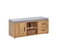 SoBuy FSR148-N banco para zapatos, camión volquete, asiento para zapatos, banco con cómoda con espacio de almacenamiento, Zapatero, banco de tablones estrecho CAFÉ