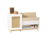 Sobuy banco zapatero con 2 estantes, 1 cajón y 1 puerta entrada recibidor con cojín acolchado de asiento 100 x 35 x 60 cm fsr128-w 60 cm