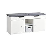 SoBuy Banco zapatero FSR96-W con asiento, 2 puertas y 2 estantes, carga 130 kg – Blanco 100x34x48 cm