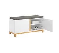 Sobuy banco zapatero con 2 puertas banco de almacenamiento con cojín acolchado de asiento 90 x 34 x 46 cm fsr117-w 34 cm