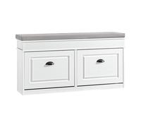 SoBuy FSR64 Banco con cómoda para asiento de camión volquete con cojín de asiento, banco para zapatos con 2 aletas BHT aprox. : 104x52x24cm Marfil