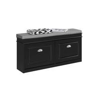 SoBuy FSR64 Banco con cómoda para asiento de camión volquete con cojín de asiento, banco para zapatos con 2 aletas BHT aprox. : 104x52x24cm Negro