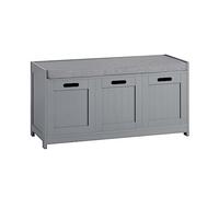 SoBuy Banco Zapatero con Asiento, 2 Puertas y 1 Cajón para Almacenaje, Carga Máxima 120 kg, Zapatero con Asiento para Entrada, Dormitorio y Recibidor, Gris, MDF, FSR80-SG