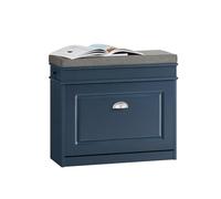 SoBuy Banco Zapatero con Asiento y Almacenaje - Puff Organizador con Solapas, Estrecho para Zapatero Recibidor Entrada, Recibidores de Entrada y Dormitorio, 60x24x52cm Azul FSR82-K-B