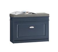 SoBuy Banco Zapatero con Asiento y Almacenaje - Puff Organizador con Solapas, Estrecho para Zapatero Entrada Recibidor, Recibidores de Entrada y Dormitorio, 75x24x52cm Azul FSR82-L-B