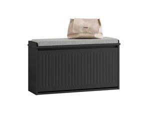 SoBuy Banco Zapatero con Asiento 80x26x45cm para Recibidor | Zapatero entrada para 6-8 pares, 155kg de carga, diseño moderno negro FSR98-L-SCH