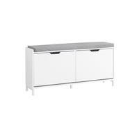Sobuy banco zapatero con asiento zapatero banco con cojín gris capacidad para 8 pares de zapatos ideal para entrada y dormitorio blanco y gris 105x24x52cm fsr151-l-w 24 cm
