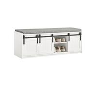 Sobuy banco zapatero con puerta corrediza de granero armario multifuncional de asiento para entrada con 2 estantes de almacenamiento blanco 120 x 35 x 45 cm fsr133-w 45 cm