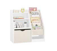 Sobuy biblioteca infantil montessori 3 niveles con cestas de tela almacenamiento juguetes mueble dormitorio blanco 80x40x80cm kmb119-w 40 cm
