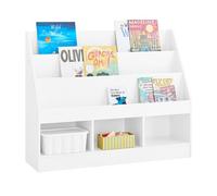 Sobuy biblioteca infantil mueble almacenamiento juguetes libros 3 niveles 100x30x80cm blanco kmb118-w 100 cm