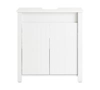 SoBuy BZR101-W Mueble para Debajo del Lavabo Fregadero Armario de Baño Armario de Almacenaje de Suelo 2 Puertas 60 x 34 x 65,5 cm Blanco ES