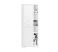 Armario alto SoBuy BZR104 con bolsa de lavandería plegable, armario estrecho para baño, mueble de lavandería, estante para baño, armario de baño BLANCO