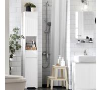 SoBuy BZR109-W Armario alto, armario baño, armario baño estrecho, estante baño, armario baño, mueble baño BLANCO