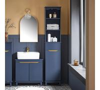 SoBuy BZR112 Armario alto para baño, armario estrecho para baño, estantería para baño, mueble de baño BHT aprox. 35x170x30 azul profundo