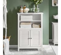SoBuy BZR13-W armario de baño cómoda de baño con dos estantes y puertas cómoda para baño aparador pasillo armario muebles de baño BLANCO