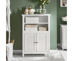 SoBuy BZR13-W armario de baño cómoda de baño con dos estantes y puertas cómoda para baño aparador pasillo armario muebles de baño BLANCO