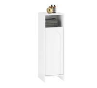SoBuy Mueble baño estrecho BZR161-W con cesto ropa sucia 30x97x30 cm blanco, saco extraíble