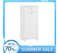 SoBuy BZR21-II Mueble de Baño Estrecho con Cesta para Ropa - Armario Compacto con Cajón y Bolsa Extraíble para Lavado - Mueble Ropa Sucia Pequeños en MDF, Blanco, 40×90×38 cm Dark Gray