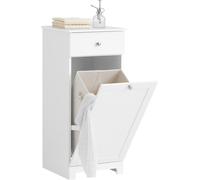 SoBuy BZR21-W: Armario de baño con espacio de almacenamiento y cesto para ropa, color blanco