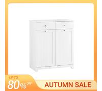 SoBuy BZR33-II Armario de baño con cesto para la ropa sucia y 2 cajones Armario para la ropa sucia Moderno MDF 78x90x38cm Gris oscuro