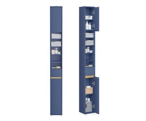 SoBuy BZR34-II Armario de baño Armario alto Narsy con pisos ajustables Madera repelente al agua Muebles de baño ahorradores de espacio 20x180x20 Cedar color