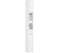 SoBuy BZR34-W: Armario de almacenamiento para baño, armario estrecho, mueble para baño, mueble para inodoro. Dimensiones: 20 cm de ancho x 20 cm de profundidad x 180 cm de alto. Color: blanco