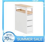 SoBuy BZR54-II Mueble de baño con rodillo Cómoda de madera compacta para baños pequeños Inodoro en cocina 65x23x82cm BLANCO