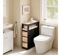 SoBuy BZR54-II-SCH Armario baño con ruedas, estrecho con 3 cajones - Cómoda compacta madera, armario móvil nicho para baños pequeños, WC y cocina, Negro, 65x23x82cm Negro