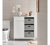 SoBuy Armario para ropa sucia BZR77-W 1 cesta grande, 3 pequeñas, cajón, bolsas extraíbles Blanco