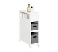SoBuy BZR83-W Mueble de Baño con 2 Cestos Armario Multifuncional de Almacenaje para Baño con 1 Estante 60 x 20 x 70 Blanco ES