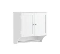 SoBuy BZR84-W Mueble de Pared Armario suspendido con 2 Puertas Armario Colgante para Baño con Toallero Blanco 60 x 30 x 60 cm ES