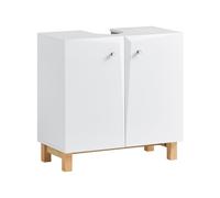 SoBuy BZR92-W Mueble para Debajo del Lavabo Armario de Baño de Suelo con 2 Puertas y Estante 60 x 30 x 60 cm Blanco ES