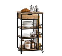 SoBuy Carrito Auxiliar con Ruedas y Frenos, 1 cajón & 3 baldas, 50x87x37cm