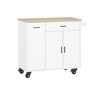 SoBuy Carrito Auxiliar de Cocina con 1 Cajón y 2 Puertas Carro Multiusos de Servicio Comedor FKW126-WN ES