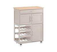 Sobuy carrito auxiliar de cocina con ruedas mueble cocina con cajón botellero y estantes carro multifuncional como mesa auxiliar para estantería cocina comedor y exteriores caqui 67x86x38cm fkw45-ka 8