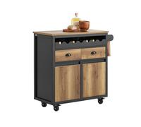 SoBuy Carrito Auxiliar de Cocina, Frenos & botellero extraíble, 89x87x40cm