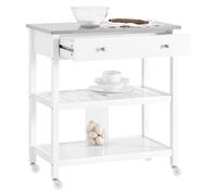 Sobuy carrito de cocina con ruedas isla central encimera acero inoxidable cajones estantes abiertos 81x45x90cm blanco fkw47-ii-w 81 cm